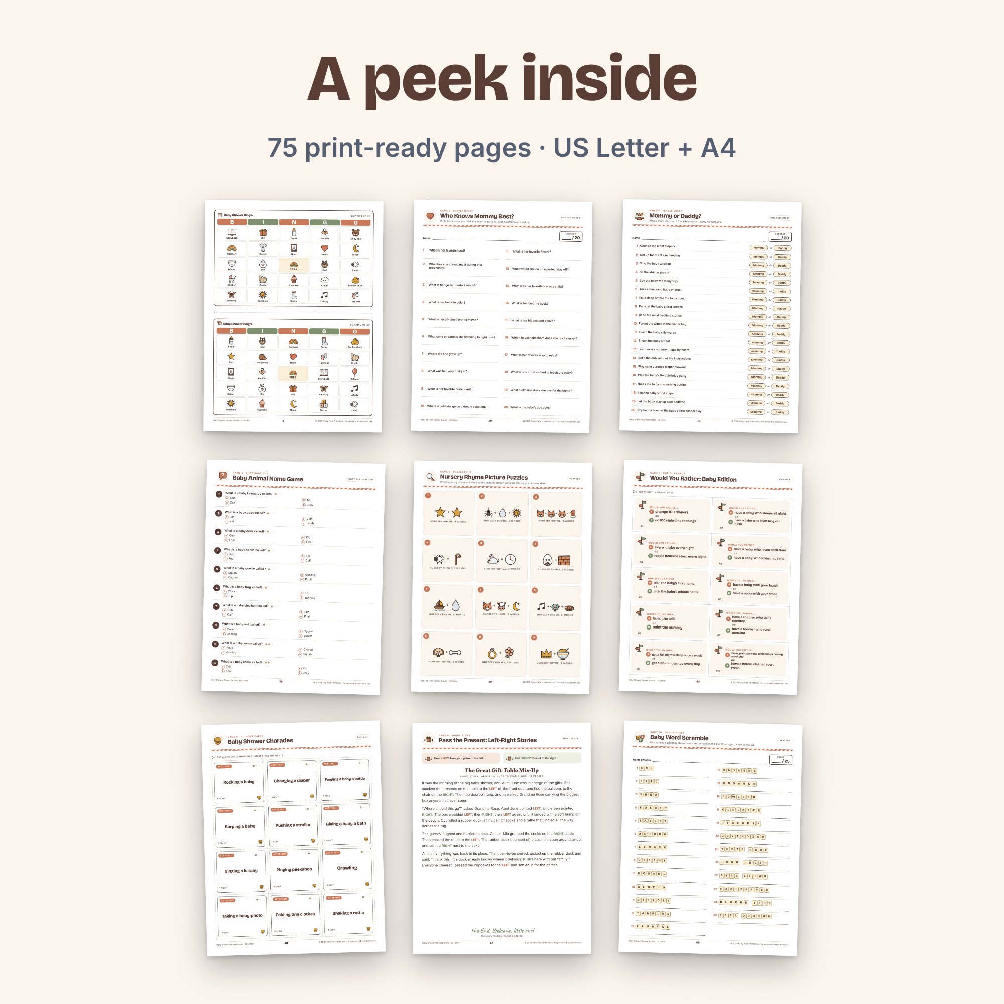 Baby Shower Games Bundle, preview 4 of 4 (opens full size)