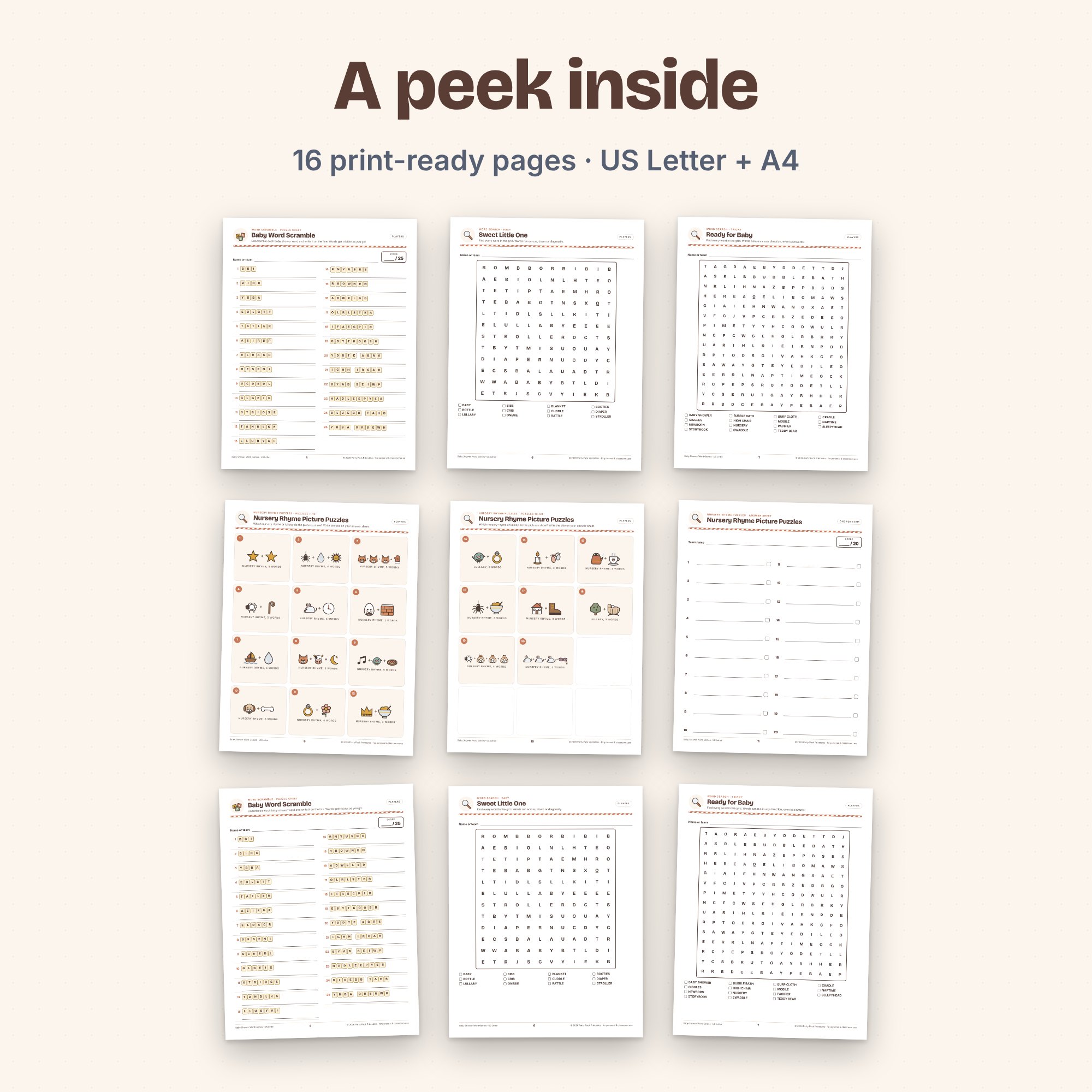 Baby Shower Word Games, preview 4 of 4 (opens full size)