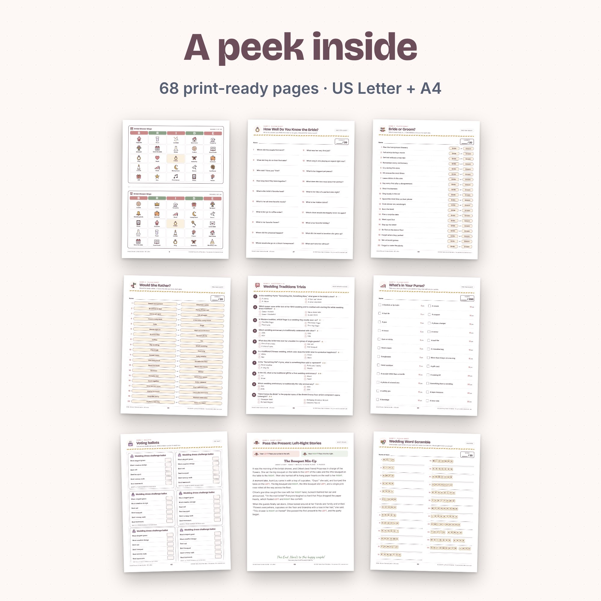 Bridal Shower Games Bundle, preview 3 of 4 (opens full size)