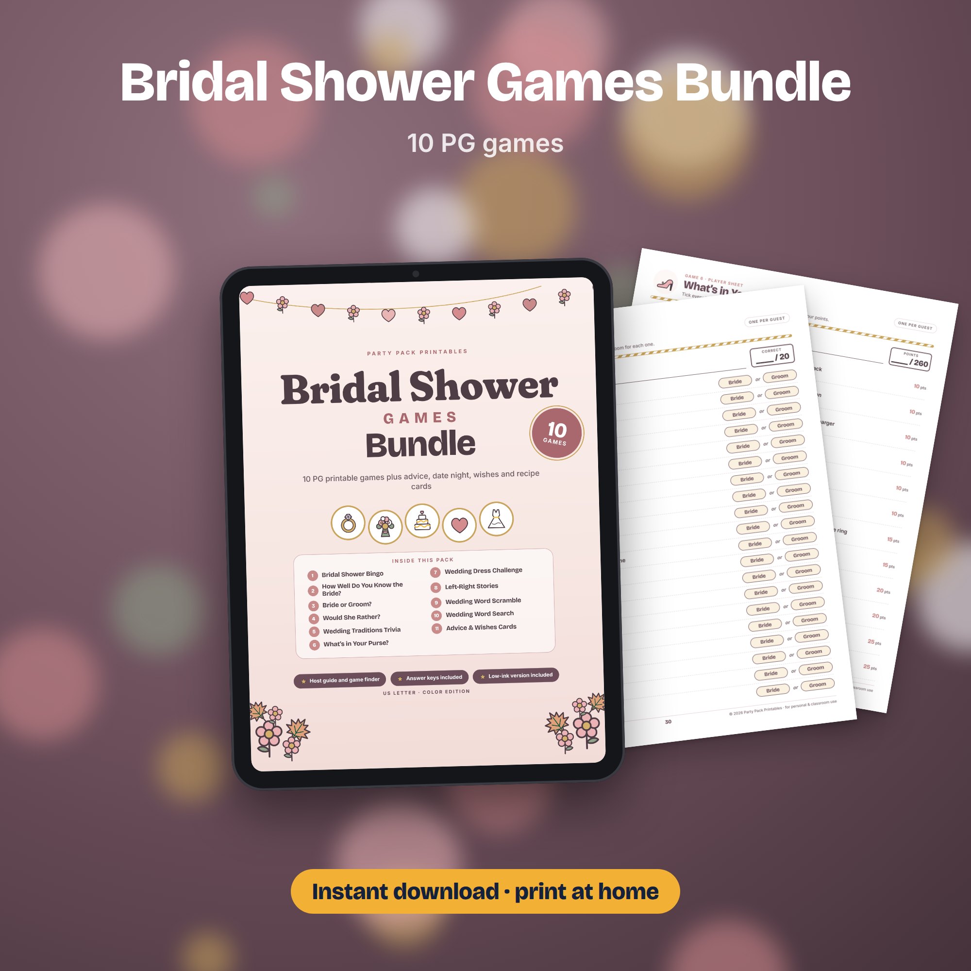 Bridal Shower Games Bundle, preview 4 of 4 (opens full size)