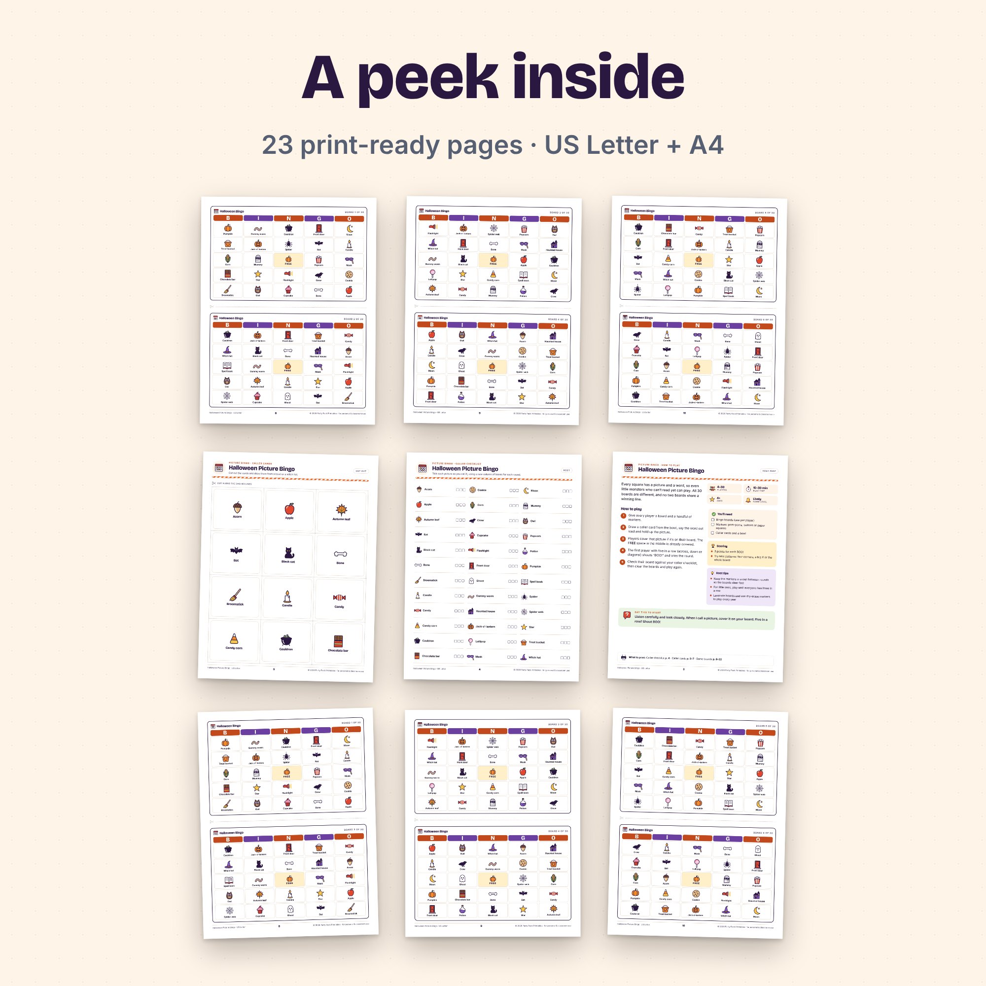 Halloween Picture Bingo, preview 3 of 4 (opens full size)