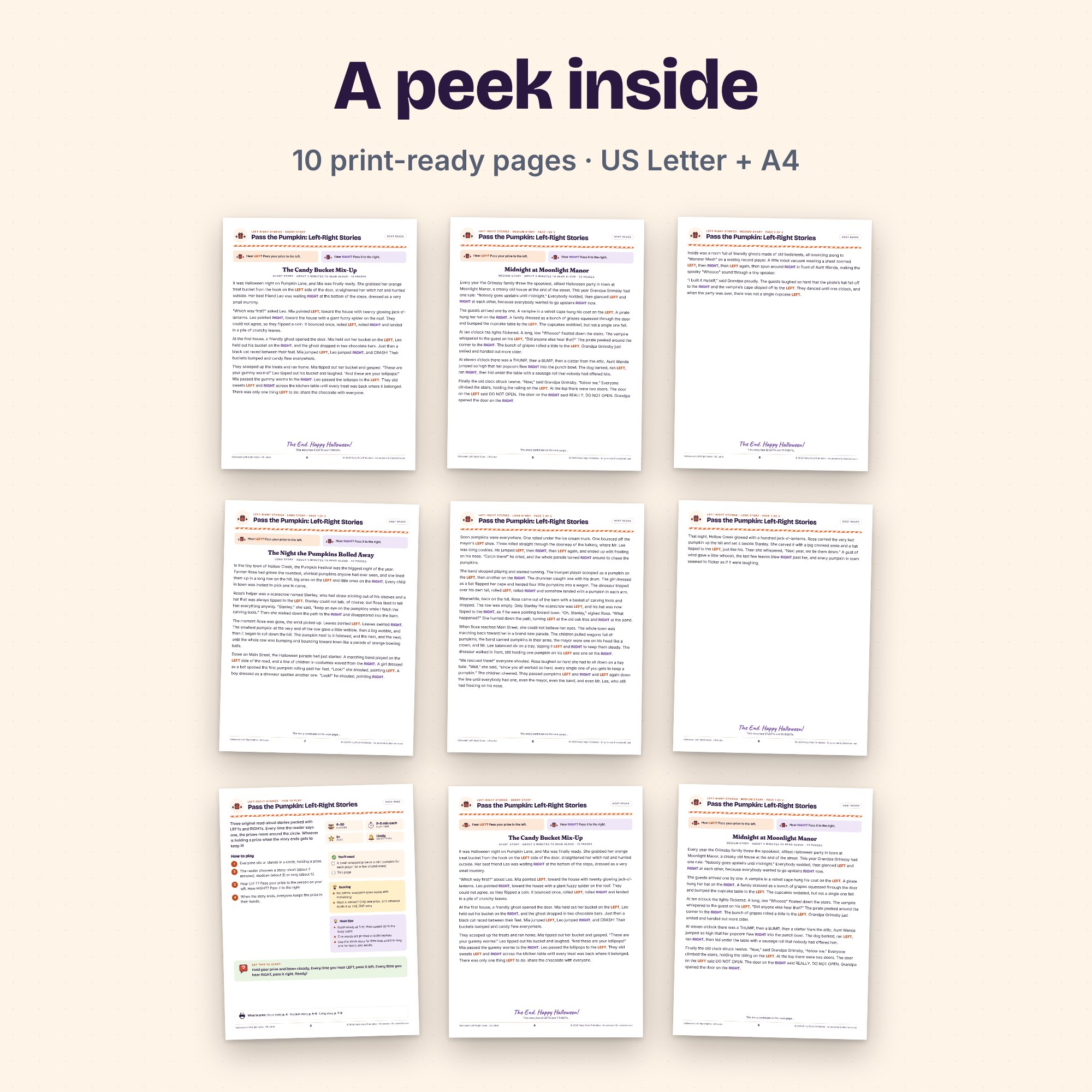 Halloween Left-Right Game, preview 3 of 4 (opens full size)