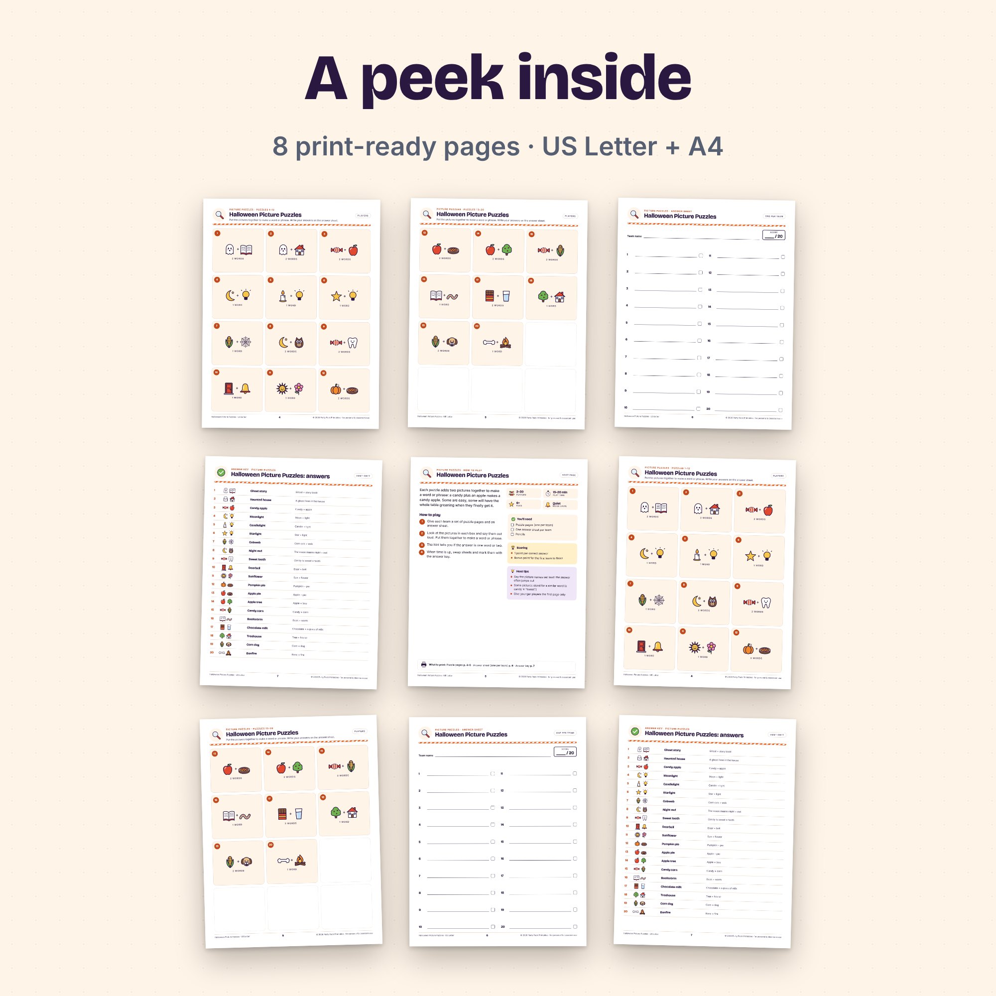 Halloween Picture Puzzles, preview 3 of 4 (opens full size)